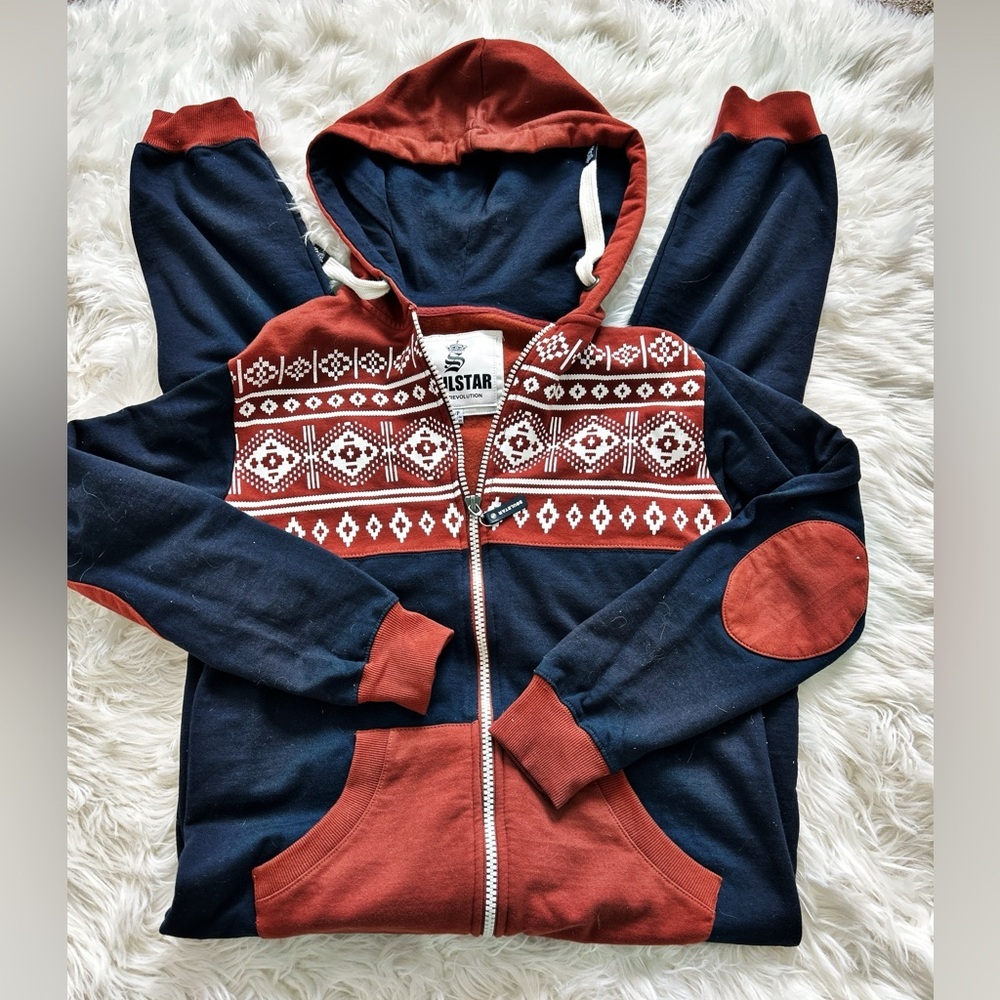 SoulStar Red and Navy Hooded onzie size small